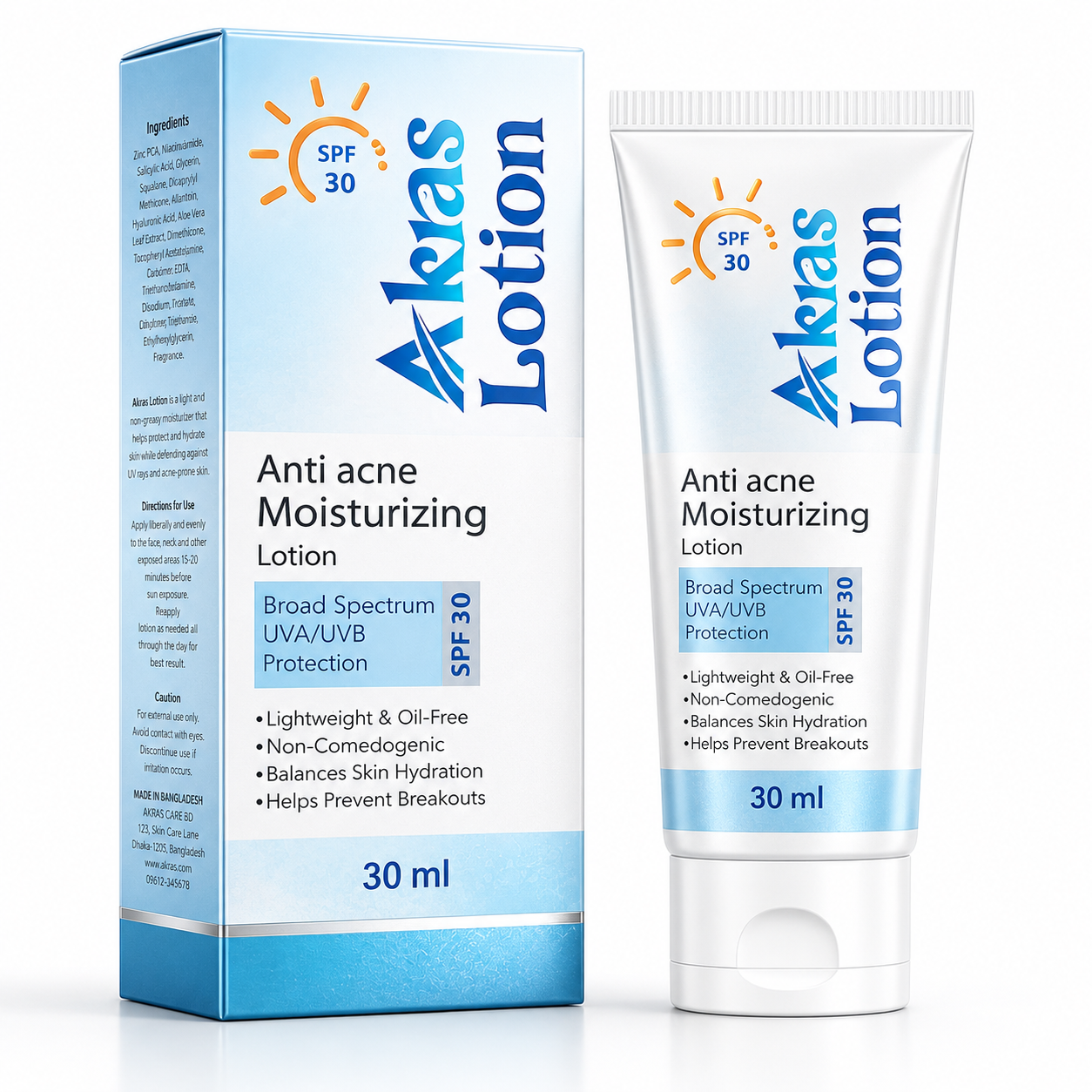 Akras Anti Acne Moisturizing Lotion SPF 30